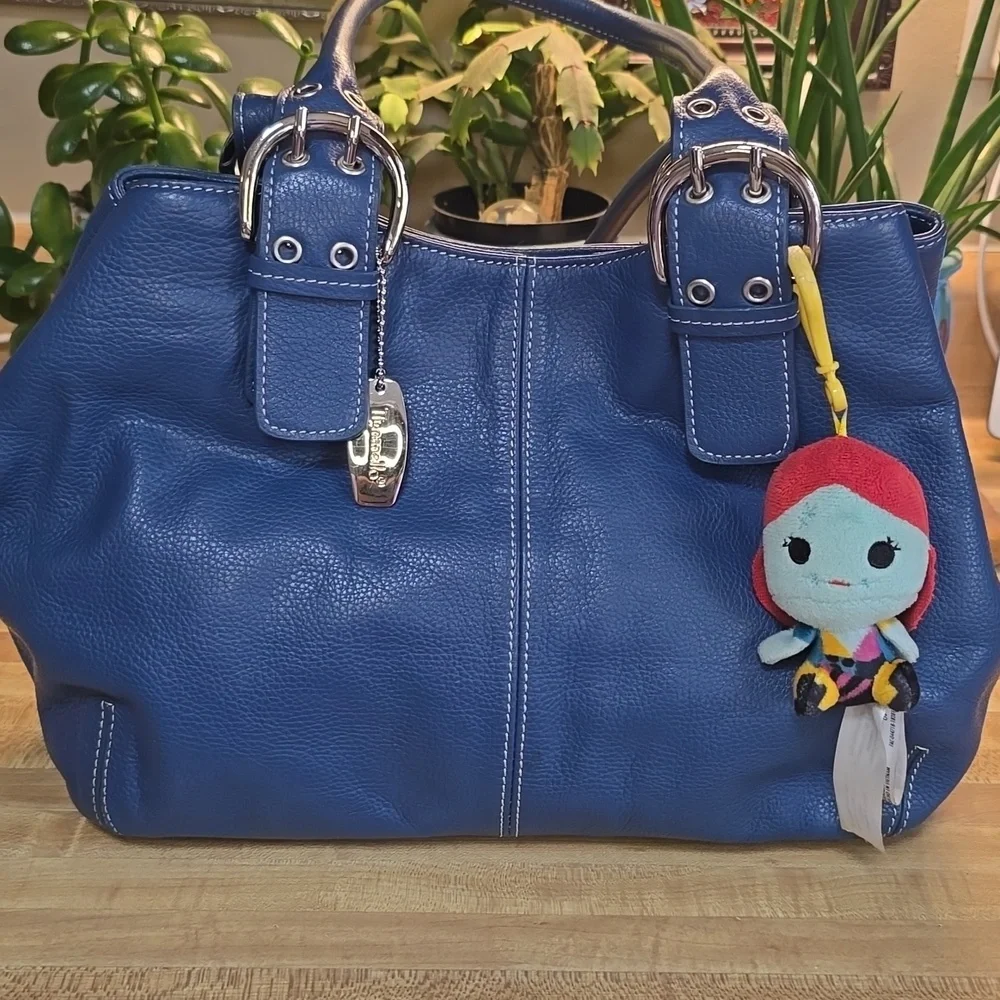 TIGNANELLO Blue Leather Handbag with Charm Soft As Butter!!! - Picture 1 of 6